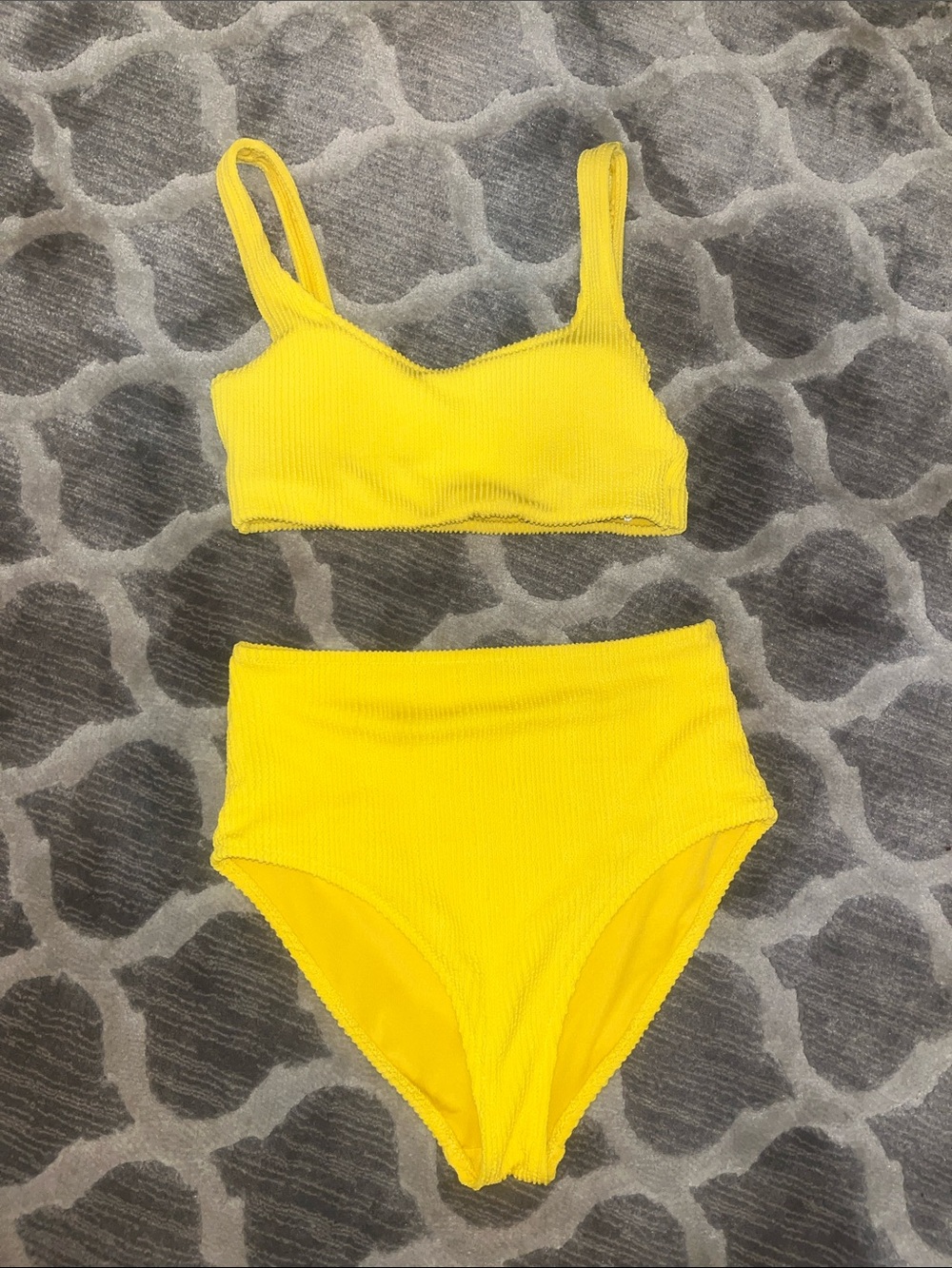 Old Navy Yellow Ribbed Swim Top